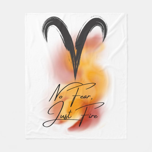 Widder 'Keine Angst, nur Feuer' Sternzeichen Stolz Fleecedecke (Vorderseite)