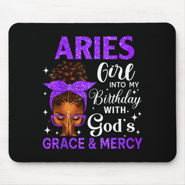 Widder-Mädchen Stepping Geburtstag Schwarze Frauen Mousepad (Vorne)