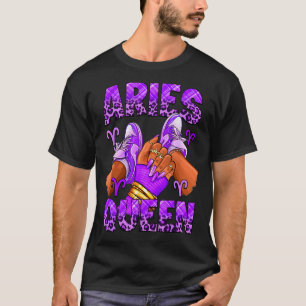 Widder-Mädchen Sternzeichen Geburtstag Afro Königi T-Shirt