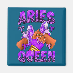 Widder-Mädchen Sternzeichen Geburtstag Afro-Queen- Magnet