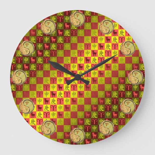 Widder & Metallaffe Große Wanduhr (Vorderseite)