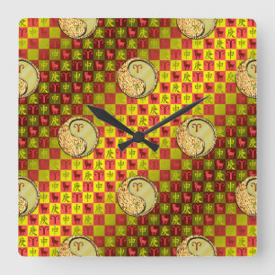 Widder & Metallaffe Quadratische Wanduhr