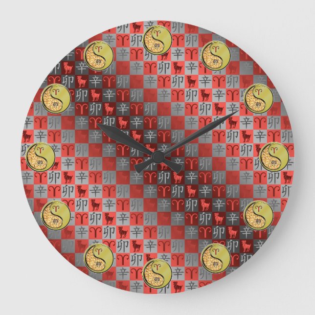 Widder & Metallhase Große Wanduhr (Vorderseite)