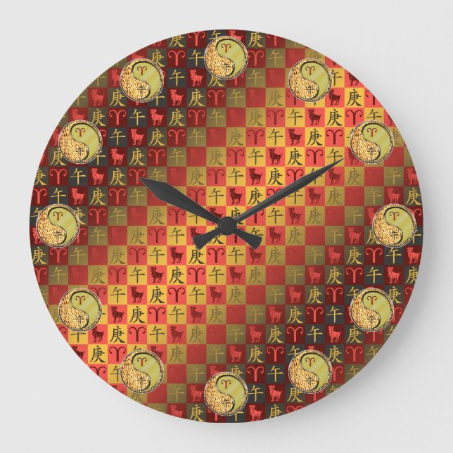 Widder & Metallpferd Große Wanduhr (Vorderseite)