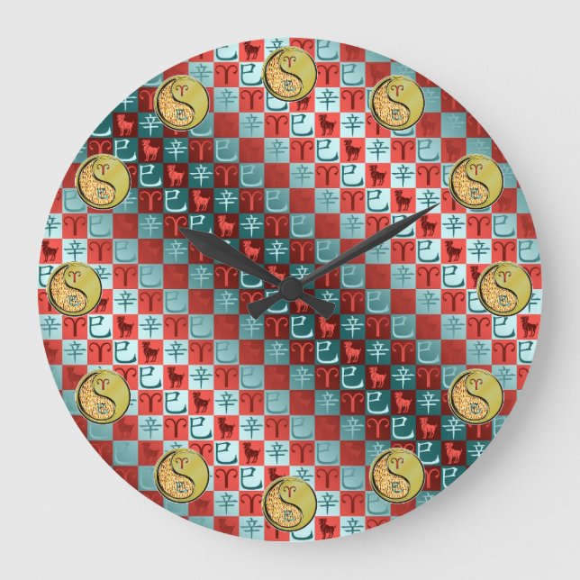 Widder & Metallschlange Große Wanduhr (Vorderseite)