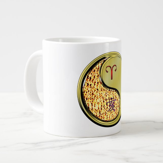 Widder & Metallschwein Jumbo-Tasse (Vorderseite Links)