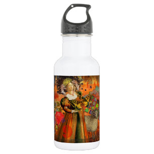 Widder Orange Frau: Gothic Ram Antique Art Collage Edelstahlflasche