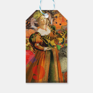 Widder Orange Frau: Gothic Ram Antique Art Collage Geschenkanhänger