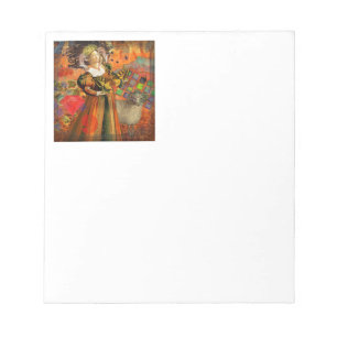Widder Orange Frau: Gothic Ram Antique Art Collage Notizblock