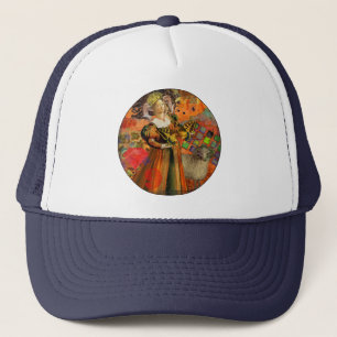 Widder Orange Frau: Gothic Ram Antique Art Collage Truckerkappe
