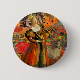 Widder Orange Frau: Gothic Widder Antike Kunst Col Button