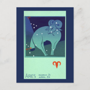 Widder Schaf Sternbild, Vintage Zodiac Astrologie Postkarte