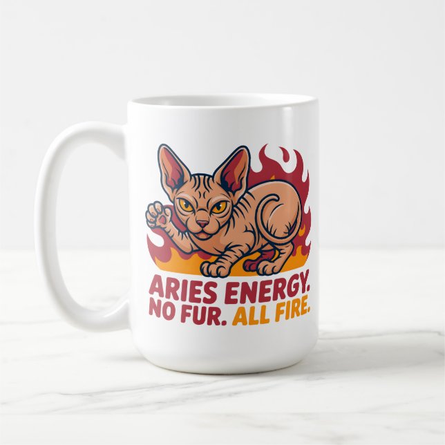 Widder Sphynx-Katze Feuer Sternzeichen Energie Kun Kaffeetasse (Links)