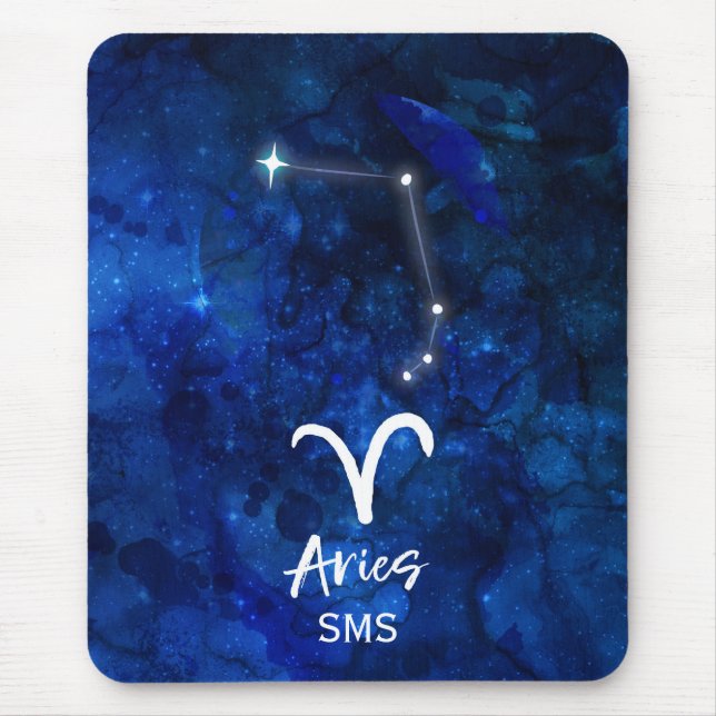 Widder-Sternbild Blaue Galaxie Monogramm Mousepad (Vorne)