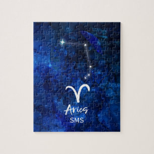 Widder-Sternbild Blaue Galaxie Monogramm Puzzle