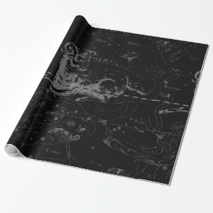 Widder-Sternbild Hevelius Vintage auf Schwarz Geschenkpapier