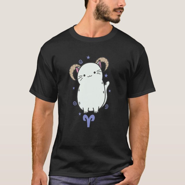 Widder-Sternzeichen als Katzen-Horoskop T-Shirt (Vorderseite)