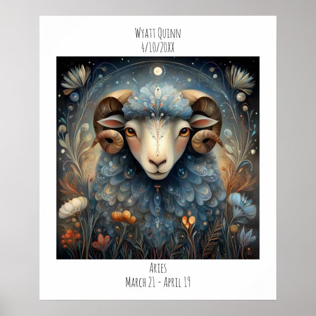 Widder Sternzeichen Astrologie Name & Geburtstag Poster (Vorne)