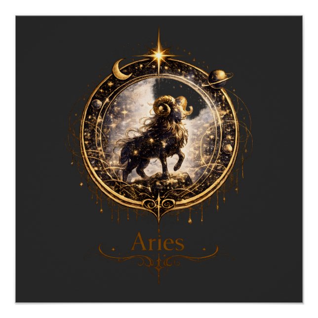 Widder-Sternzeichen Himmelsbock–Mystische Astrolog Poster (Vorderseite)