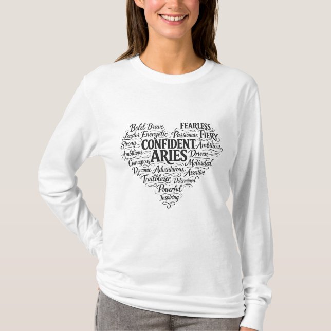 Widder Sternzeichen Langarm T-Shirt | Wortwolke (Vorderseite)