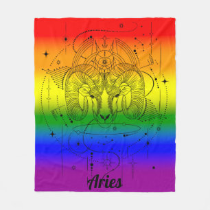 Widder Sternzeichen LGBTQ Stolz Regenbogen Design Fleecedecke