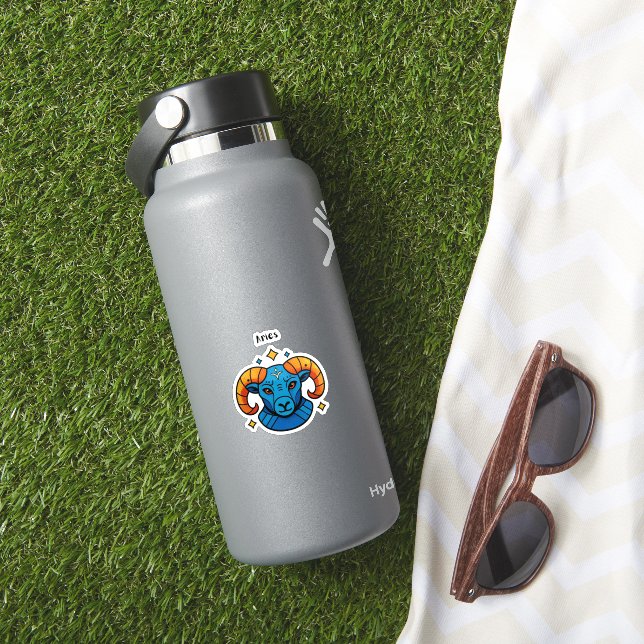 Widder-Sternzeichen Pop Art Retro-Widder-Illustrat Aufkleber (HydroFlask Insitu)