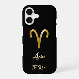 Widder-Sternzeichen, Schwarz & Gold iPhone 16 Hülle