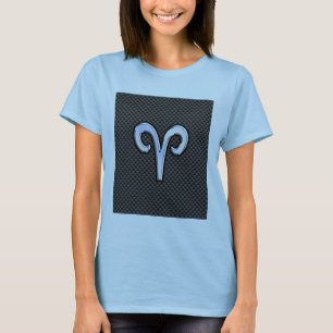 Widder-Sternzeichen-Symbol Schwarze Kohlefaser-Dek T-Shirt