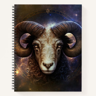 Widder-Sternzeichen Wasserfarben-Design Notizbuch