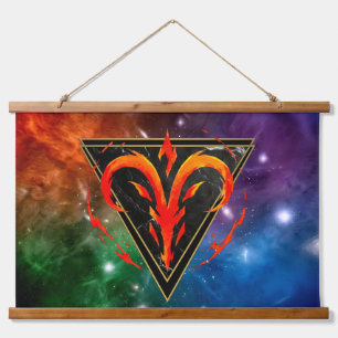 Widder Tierkreis Nebel Hintergrund Geschenk Astro Wandteppich Mit Holzrahmen