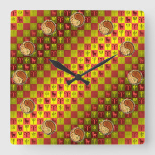 Widder und Holzaffe Quadratische Wanduhr