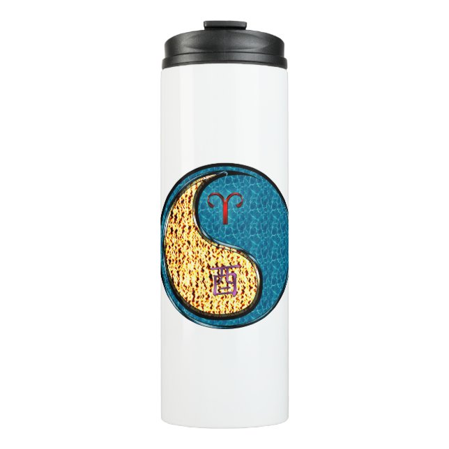 Widder und Wasserhahn Thermosbecher (Vorderseite)