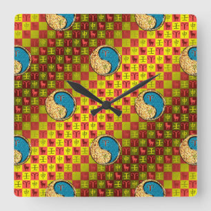 Widder & Wasser-Affe Quadratische Wanduhr