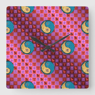 Widder & Wasserhahn Quadratische Wanduhr