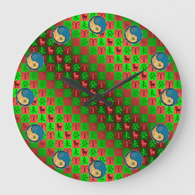 Widder & Wasserziege Große Wanduhr (Vorderseite)