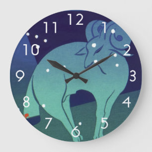 Widder-Widder-Sternbild, Vintage-Zodiak-Astrologie Große Wanduhr