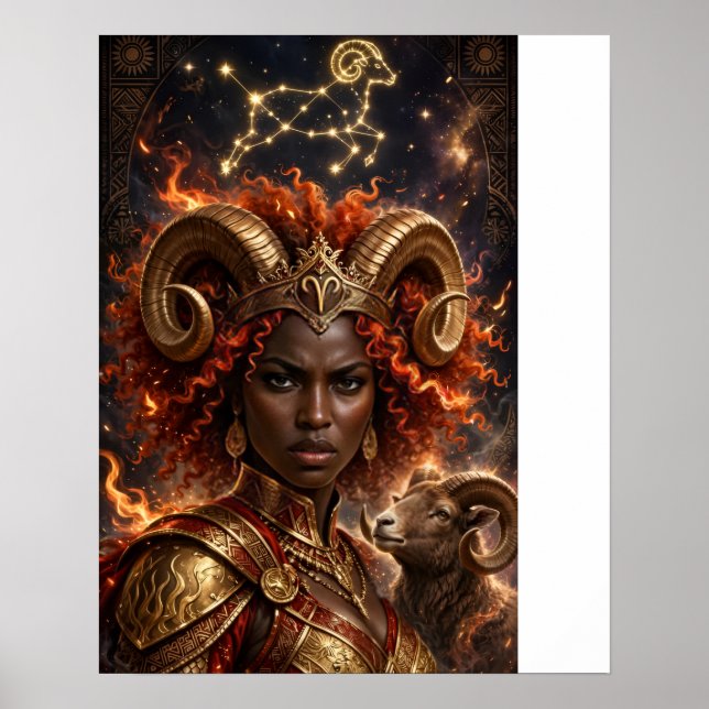 Widder-Zodiac-Afrika-Königin Poster (Vorne)