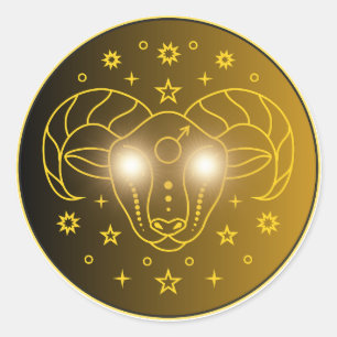 Widder-Zodiac-Emblem Minimales Himmelsymbol Runder Aufkleber