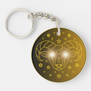 Widder-Zodiac-Emblem   Minimales Himmelsymbol Schlüsselanhänger
