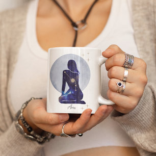Widder-Zodiac Feminines Blaues Design Kaffeetasse