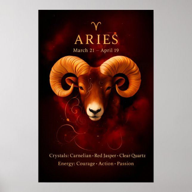 Widder-Zodiac-Kristallposter-Papier (Halbglanz) Poster (Vorne)