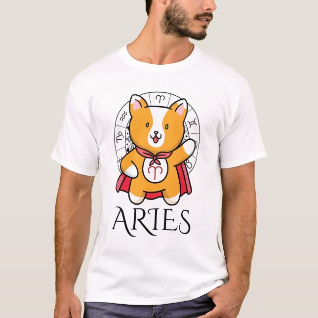 Widder-Zodiac-Männer Weiß T-Shirt (Vorderseite)