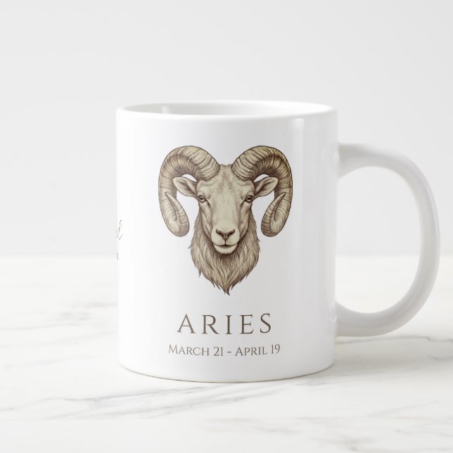 Widder-Zodiac personalisierter Name & Geburtsdatum Jumbo-Tasse (Rechts)
