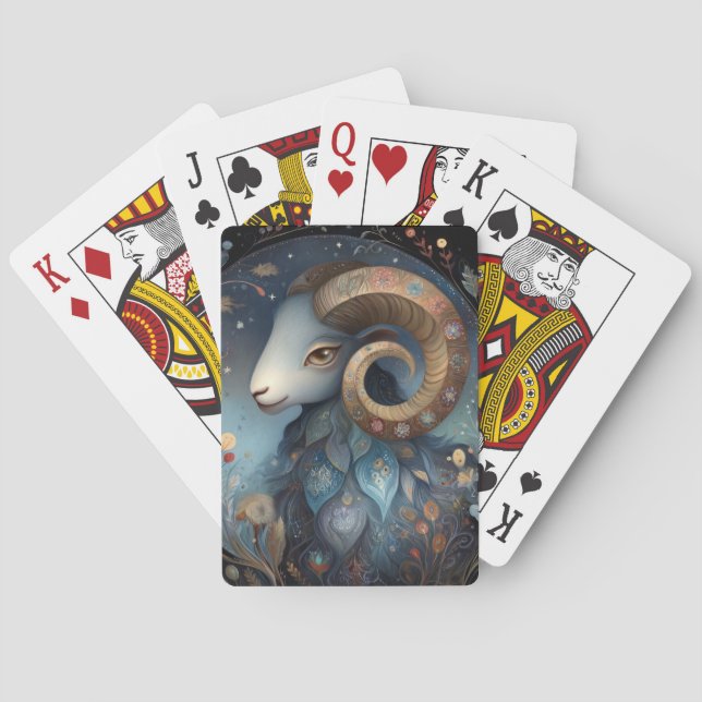 Widder Zodiac Sternzeichen Astrologie Mystischer G Spielkarten (Rückseite)