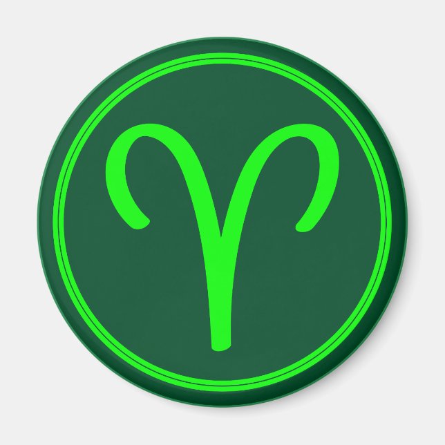 Widder-Zodiac-Symbol grüner Kontrast Magnet (Vorne)