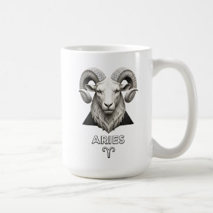 Widder-Zodiac-Widder Klassisch Schwarz Weiß Astrol Kaffeetasse