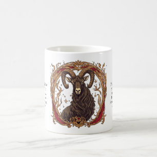 Widder-Zodiac-Widder - Verzierte Gold- und Rote As Kaffeetasse