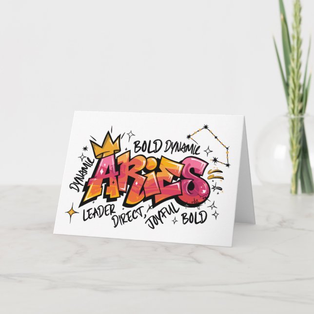 Widder-Zodiak-Graffiti  Karte (Vorderseite)