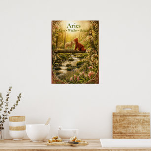 Widder-Zodiak-Kunst   Traumhafte Astrologie-Kollek Poster