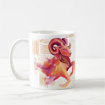Widder-Zodiak-Wasserfarben-Kunst-Druck-Tasse